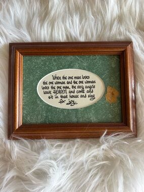 Wood Frame Wall Art with Green Mat and Inspirational Quote
